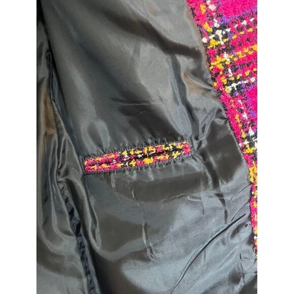 Jennifer Moore Blazer Women 6 Pink Wool Plaid Academia Preppy Old Money Retro - Picture 11 of 16
